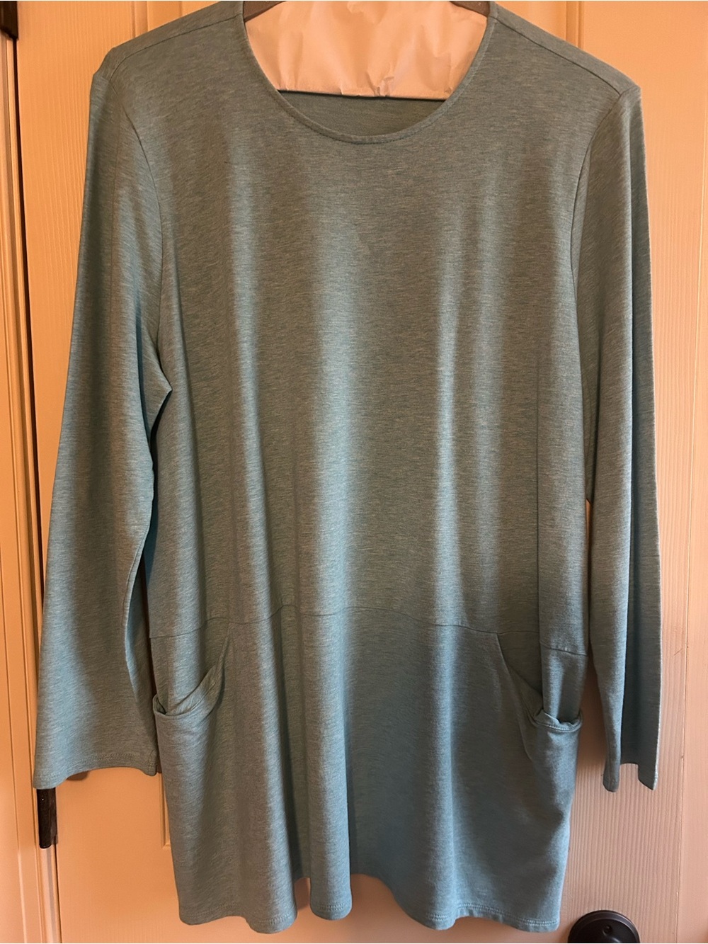 J Jill Pure Jill Relaxed Long Sleeve Pocket Tunic Sweater - Light Blue XL